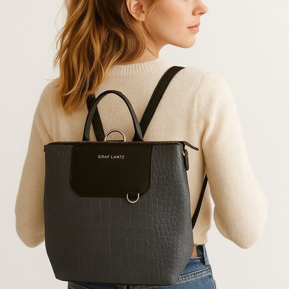 Graf Lantz Bedford Leather Croc Embossed 3 Way Crossbody Bag Backpack NWOT - Picture 12 of 12